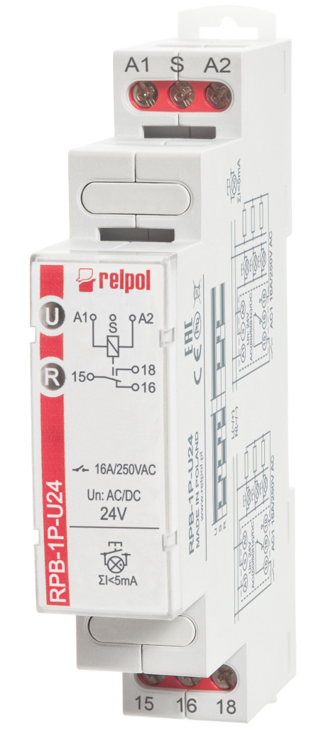 Przekaźnik bistabilny 1P 16A 24 VAC/DC RPB-1P-U24 864383