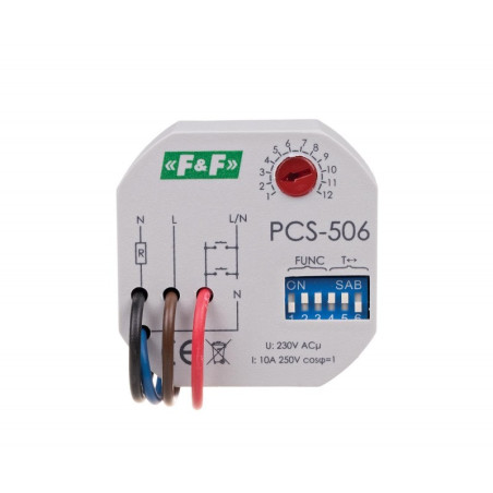 Przekaźnik czasowy 8-funkcyjny z wejściem START 10A 1Z 230V AC 0,1sek-24h PCS-506