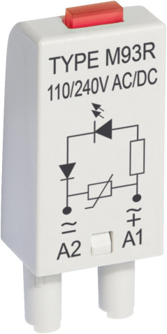 Moduł sygnalizacyjny LV (dioda LED czerwony + warystor V) 110-230 V AC/DC M93R szary 854861