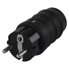 Wtyczka gumowa 10/16A 250V 2P+Z IP44 czarna P0050