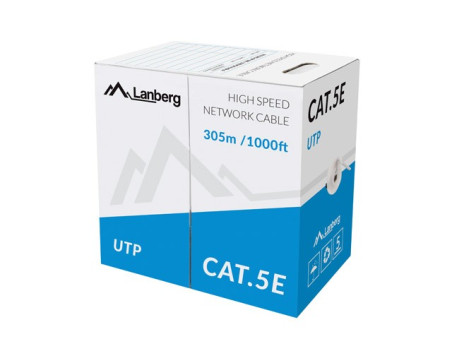 KABEL LAN UTP 100MB/S 305M DRUT CCA SZARY LANBERG LCU5-10CC-0305-S