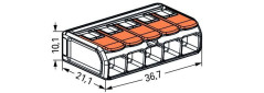 Szybkozłączka 5x0,5-6mm2 transparentna / pomarańczowa 221-615 /15szt./