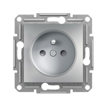 Asfora Gniazdo 2P+PE z przesł. bez ramki, aluminium EPH2800261