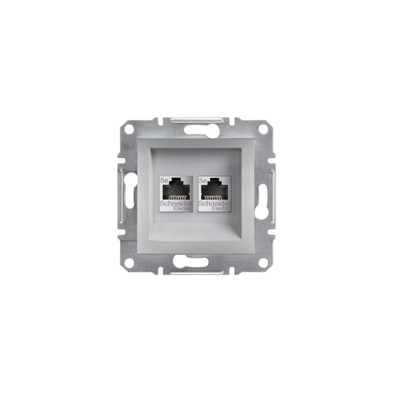 ASFORA Gniazdo komputerowe 2x kat.5e UTP bez ramki aluminium EPH4400161 ASFORA Gniazdo komputerowe 2x kat.5e UTP bez ramki aluminium EPH4400161