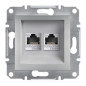 ASFORA Gniazdo komputerowe 2x kat.5e UTP bez ramki aluminium EPH4400161 ASFORA Gniazdo komputerowe 2x kat.5e UTP bez ramki aluminium EPH4400161