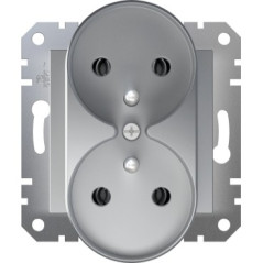 Asfora Gniazdo podwójne z/u bez ramki aluminium EPH9810261