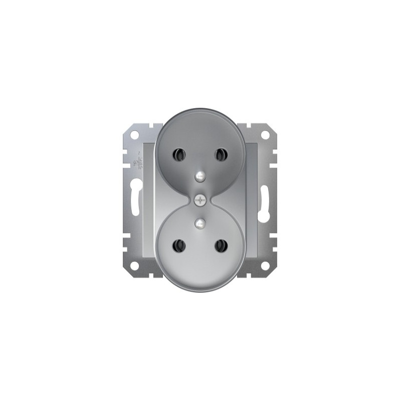 Asfora Gniazdo podwójne z/u bez ramki aluminium EPH9810261