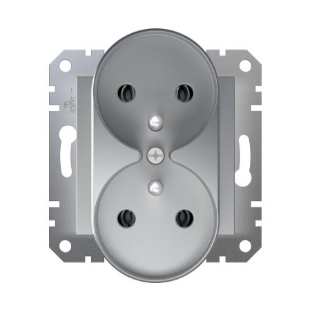 Asfora Gniazdo podwójne z/u bez ramki aluminium EPH9810261