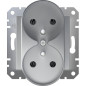 Asfora Gniazdo podwójne z/u bez ramki aluminium EPH9810261