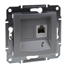 Sedna Gniazdo telefoniczne pojedyncze RJ11 aluminium SDN4101160