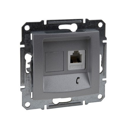 Sedna Gniazdo telefoniczne pojedyncze RJ11 aluminium SDN4101160