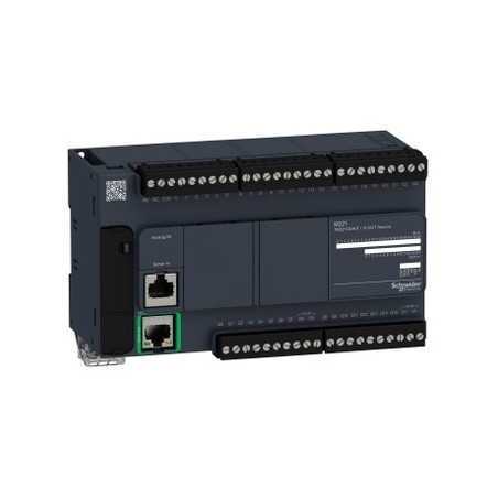 Modicon M221, sterownik kompaktowy, port szeregowy RJ45, Ethernet, 24 wejść, 16 wyjść tranzystorowych PNP, 24 VDC