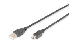 Kabel USB 1m czarny USB A/M wtyk - miniUSB B/M wtyk s/USB 2.0 AK-300108-010-S