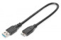 Kabel połączeniowy USB 3.0 Typ USB A/microUSB B, M/M czarny 0,25m AK-300117-003-S