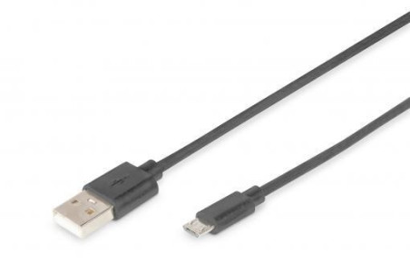 Kabel połączeniowy microUSB 2.0 Typ USB A/microUSB B, M/M czarny 1m AK-300127-010-S