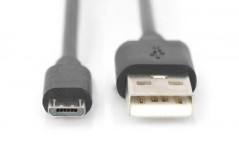 Kabel połączeniowy microUSB 2.0 Typ USB A/microUSB B, M/M czarny 1m AK-300127-010-S