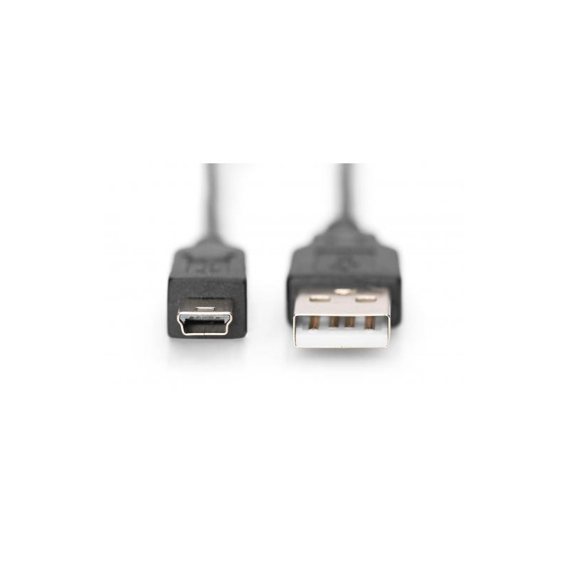 Kabel połączeniowy miniUSB 2.0 /Canon/ Typ USB A/miniUSB B(5pinów), M/M czarny 1m AK-300130-010-S