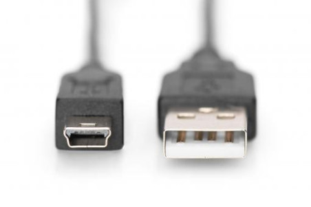 Kabel połączeniowy miniUSB 2.0 /Canon/ Typ USB A/miniUSB B(5pinów), M/M czarny 1m AK-300130-010-S