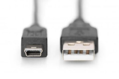 Kabel połączeniowy miniUSB 2.0 /Canon/ Typ USB A/miniUSB B(5pinów), M/M czarny 3m AK-300130-030-S