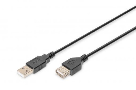 Kabel przedłużający USB 2.0 Typ USB A/USB A, M/Ż czarny 1,8m AK-300200-018-S