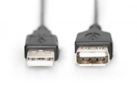 Kabel przedłużający USB 2.0 Typ USB A/USB A, M/Ż czarny 1,8m AK-300200-018-S