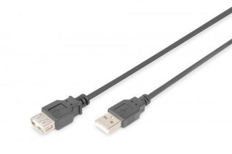 Przedłużacz czarny USB A /M - USB A /Ż s/USB 2.0 AK-300202-018-S 1.8m