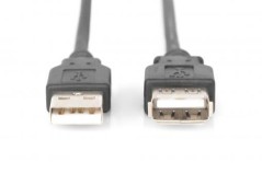 Przedłużacz czarny USB A /M - USB A /Ż s/USB 2.0 AK-300202-018-S 1.8m