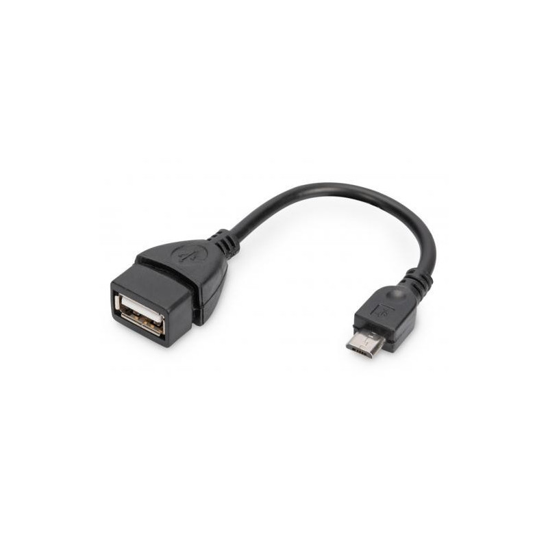 Kabel połączeniowy USB 2.0 OTG Typ microUSB B/USB A, M/Ż czarny 0,2m AK-300309-002-S