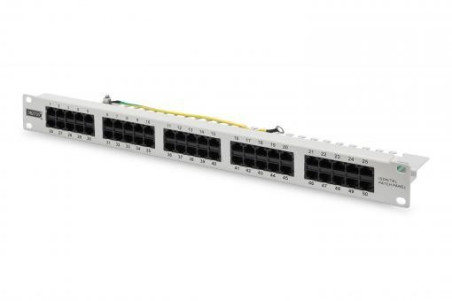 Patch panel telefoniczny ISDN 19cali 50xRJ45 U/UTP kat.3 1U szary DN-91350-1