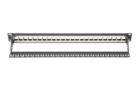 Patch panel pusty 19 cali 24x keys 1U czarny (RAL 9005) DN-91411