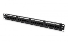 Patch panel kompletny 19 cali 24x RJ45 U/UTP kat. 6 1U czarny (RAL 9005) DN-91624U