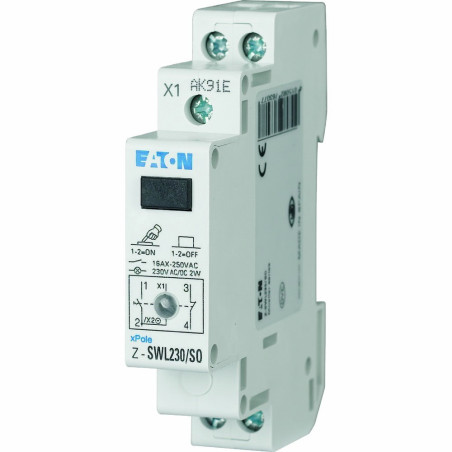 Przełącznik modułowy 16A 1Z 1R z lampką sygnalizacyjną 230V AC/DC Z-SWL230/SO 276307