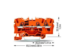 Złączka szynowa 3-przewodowa 4mm2 pomarańczowa 2004-1302 TOPJOBS