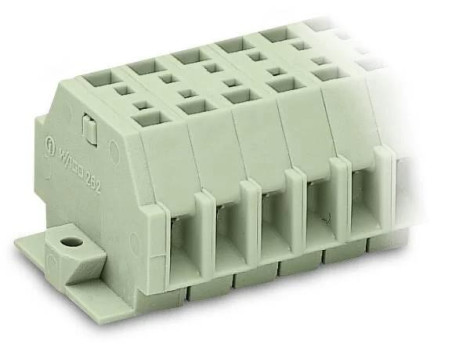 Listwa zaciskowa 12-torowa 2-przewodowa ExeII 4mm2 z uchwytami montażowymi fi 3,2mm jasnoszara 262-142