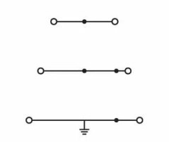Złączka trzypiętrowa PE / L / L 2,5mm2 zolto-zielona / niebieska / szara 280-547