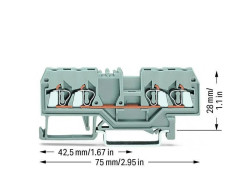 Złączka szynowa 4-przewodowa 2,5mm2 szara 280-833