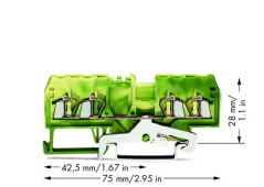 Złączka szynowa 4-przewodowa 2,5mm2 żółto-zielona 280-837