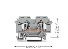 Złączka szynowa 2-przewodowa 6mm2 szara 282-601