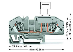 Złączka bezpiecznikowa 6mm2 szara 25A bezpiecznik płaski DIN 35mm 282-696