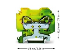 Złączka szynowa 2-przewodowa 16mm2 żółto-zielona 283-107