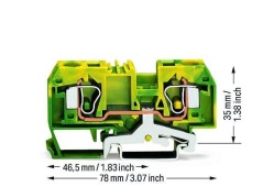 Złączka 2-przewodowa 10mm2 żółto-zielona 284-907