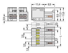 Wtyk MCS-MICRO 2-biegunowy jasnoszary raster 2,5mm 733-202 /200szt./