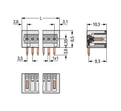 Wtyk MCS-MINI Classic 2-biegunowy jasnoszary raster 3,5mm 734-162 /200szt./