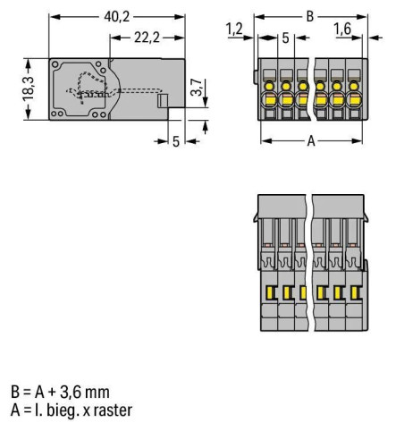 Wtyk X-COM 8-biegunowy szary raster 5mm 769-608 /25szt./