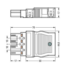 Wtyk z obudową 4P 400V 25A czarne 770-114 WINSTA /25szt./