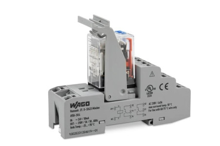 Przekaźnik przemysłowy 4P 5A 24V DC na podstawce AgCe 858-304