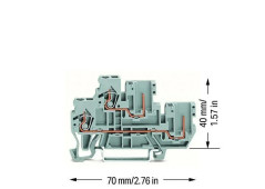 Dwupiętrowa złączka bazowa X-COM 1-przewodowa / 1-pinowa L/L szara 870-101