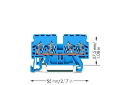 Złączka szynowa 4-przewodowa 2,5mm2 niebieska 870-834/