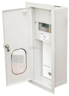 Rozdzielnica na licznik elektroniczny z zamkiem i szybą, RAL 9003 RL 1F 7E ZSZ 2-002