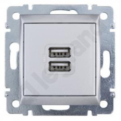 VALENA Gniazdo zasilające 2xUSB 5V 1500mA aluminium 770270